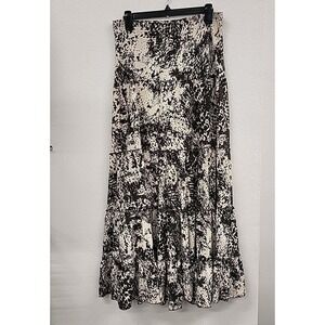 CAbi Long Maxi Skirt, Beige/Black, Size Small